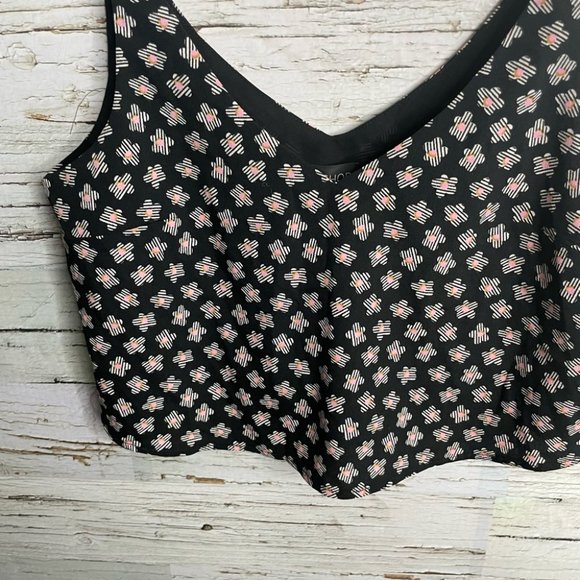 Topshop black floral crop top blouse size 2 - Picture 3 of 9